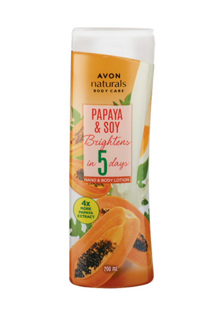 Avon Naturals Papaya & Soy Hand & Body Lotion 200ml