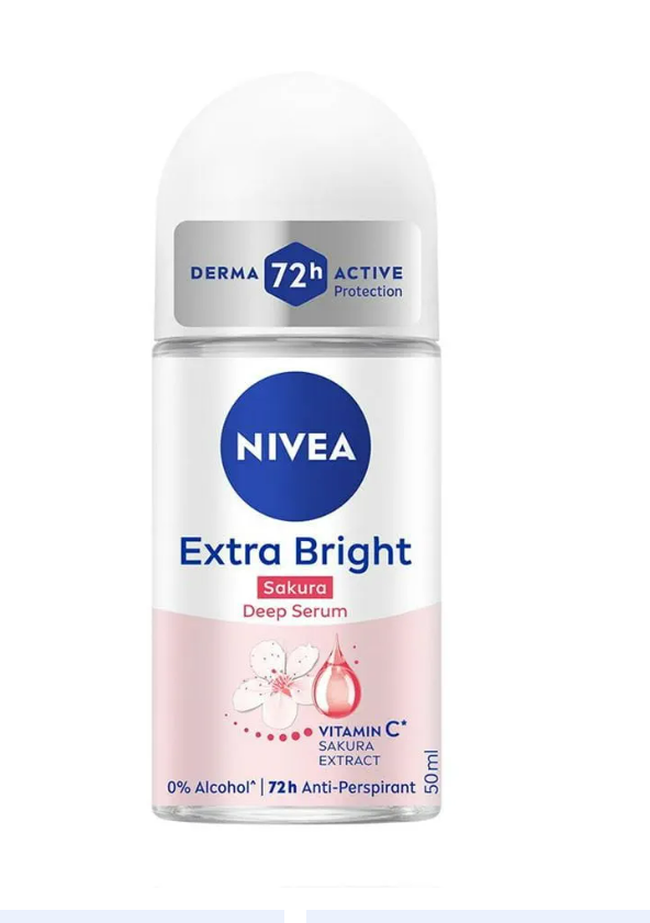 NIVEA Deodorant Extra Bright Sakura Deep Serum Anti Perspirant Roll-On 50ml (New packaging)