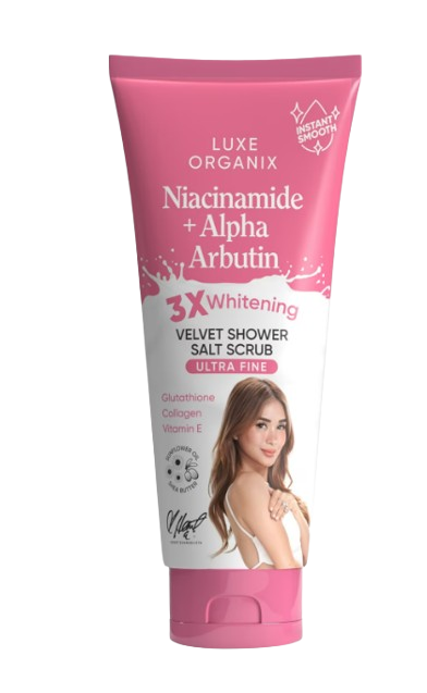 Luxe Organix Niacinamide + Alpha Arbutin Velvet Shower Salt Scrub 320g