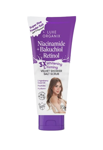 Luxe Organix Niacinamide + Bakuchiol Retinol Velvet Shower Salt Scrub 320g